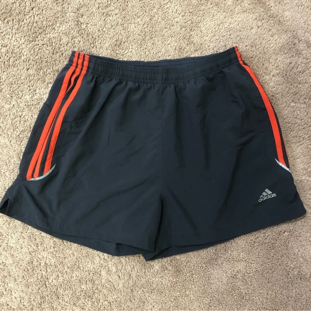 Adidas Running Shorts Dark Gray w/ Orange Stripes